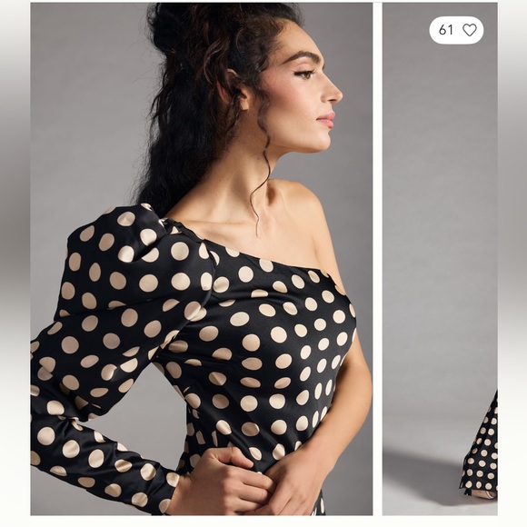 Anthropologie Mac Duggal glam retro glam black and White maxi one Shoulder Dress - Picture 3 of 15